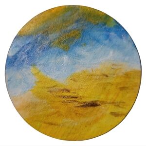 Anna's Creations Hand Crafted Painted Wood Round Magnet Mesa Skies Desert Dreams